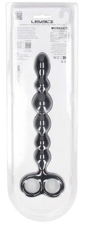 Черная анальная цепочка Beaded Silicone Anal Probe with Double Loop - 24 см.